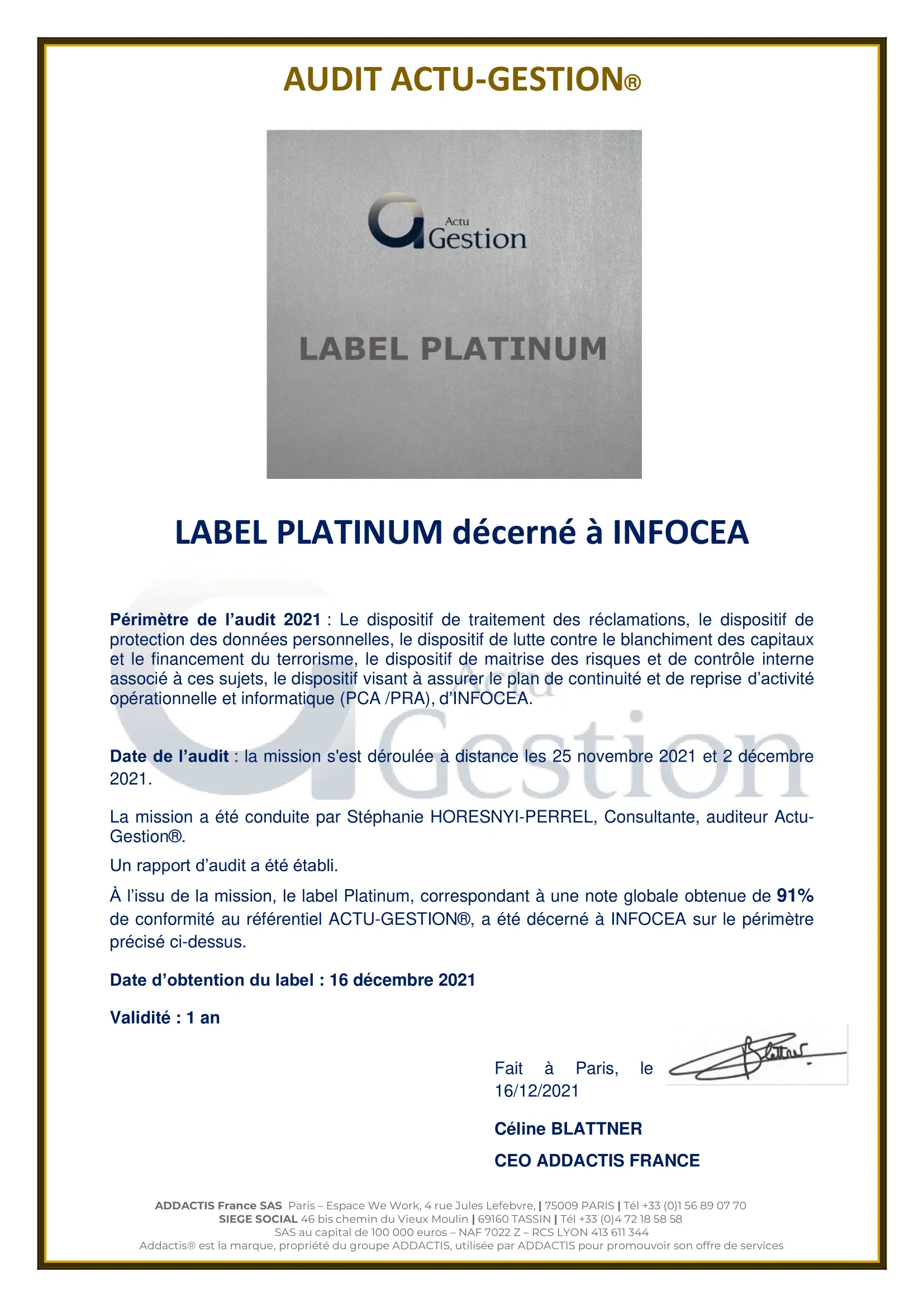 Label platinum